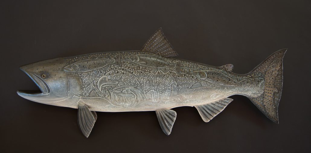 King Salmon Leather Fish Sculpture
